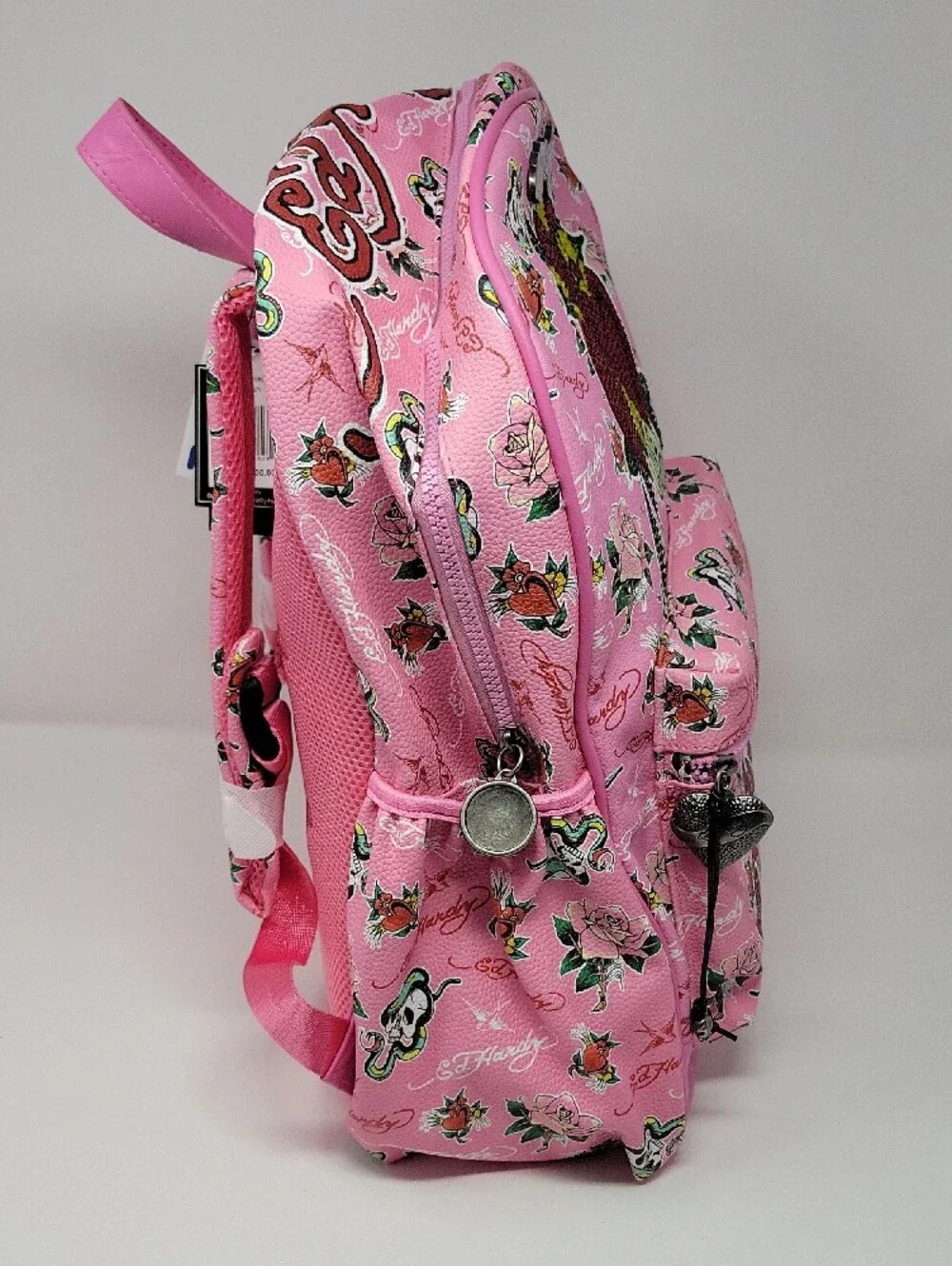 Ed Hardy Pink Heart Motif Kids Backpack